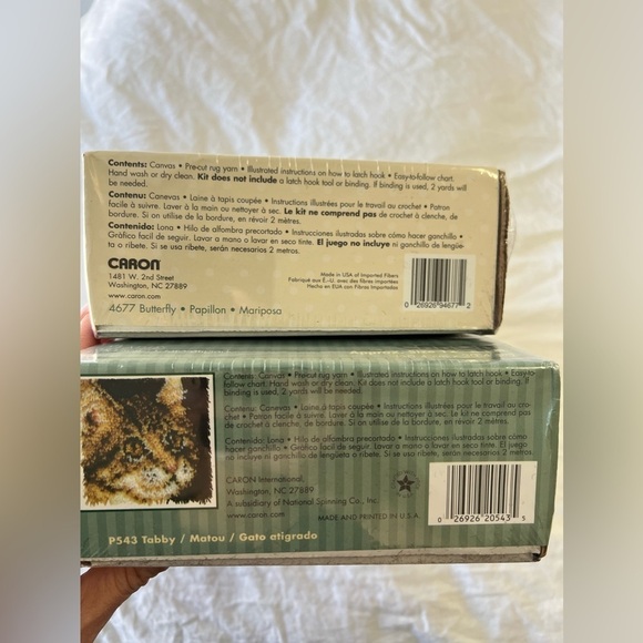 Wonderart BUTTERFLY | Caron TABBY CAT | Lot (2) Latch Hook Kits | Sealed Packing - Picture 5 of 6